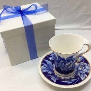 Fine China Cup and Saucer – Blue Peony